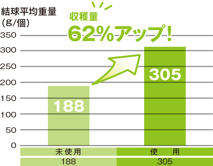 収穫量62％アップ！